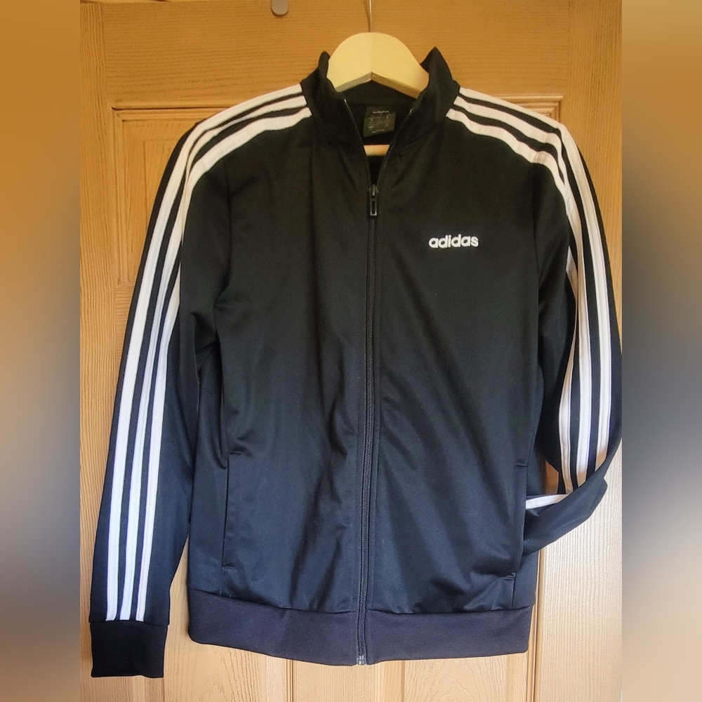 Adidas Black and White Zip Athletic Jacket
